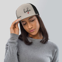 Babe Heart Flat Bill Mesh Cap