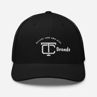 TC Brands White Logo Curved Mesh Cap