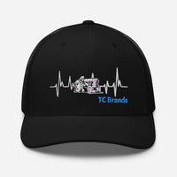 Tractor Heartbeat Curved Mesh Cap