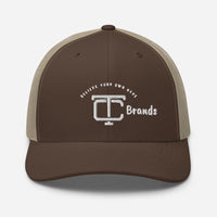 TC Brands White Logo Curved Mesh Cap