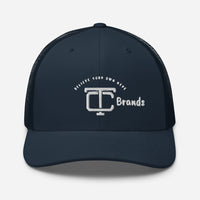 TC Brands White Logo Curved Mesh Cap