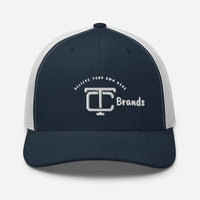 TC Brands White Logo Curved Mesh Cap