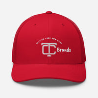 TC Brands White Logo Curved Mesh Cap