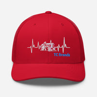 Tractor Heartbeat Curved Mesh Cap