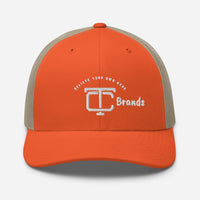 TC Brands White Logo Curved Mesh Cap